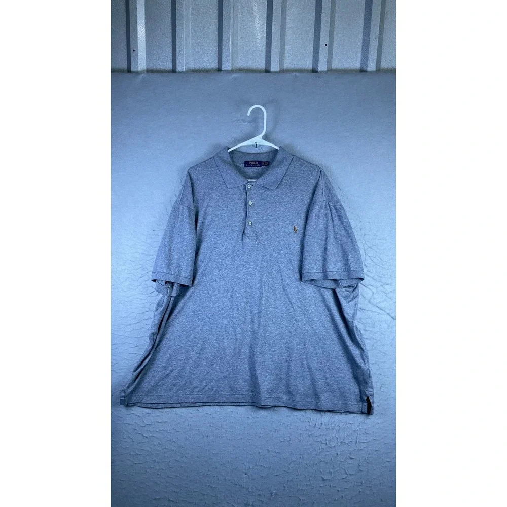 Polo Ralph Lauren Polo Shirt Mens 2XB Gray Excellent Short Sleeve Pony Logo